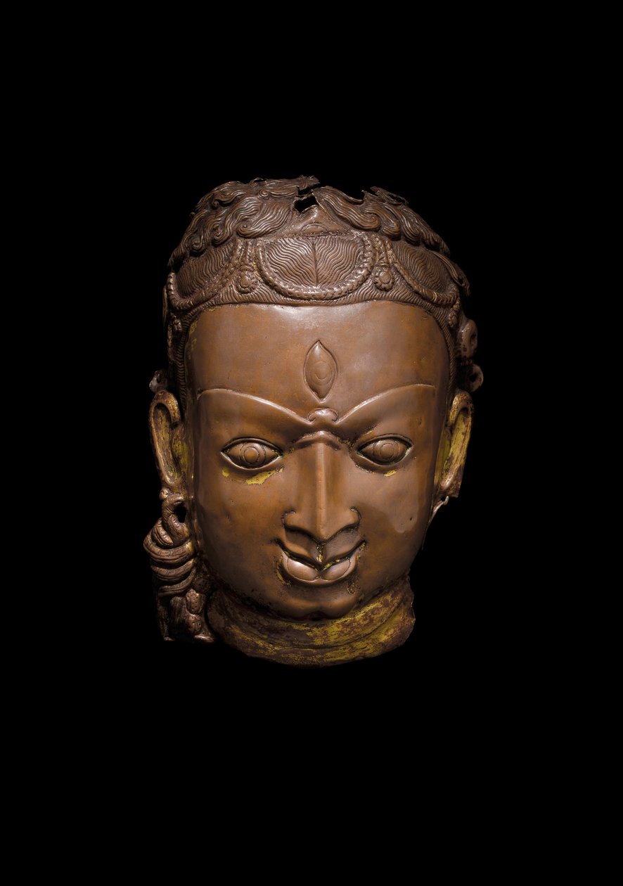 Repouse maske af Shiva, ca. 11. århundrede (kobber) af School Nepalese