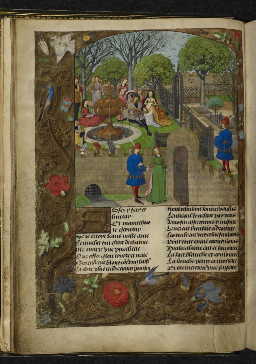 Harley 4425 f. 12v Have of Pleasure (vellum) af School Netherlandish