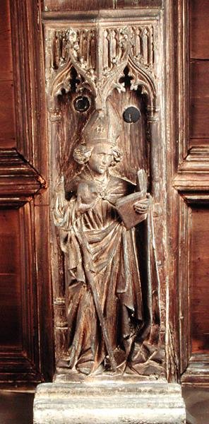 St. Ambrosius, en af kirkens fire latinske fædre (træ) af School Netherlandish