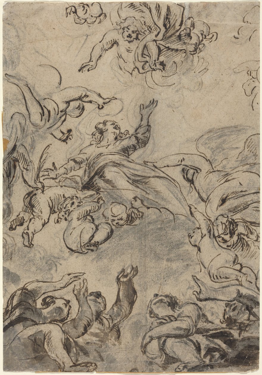 The Assumption of the Virgin, midten af det 17. århundrede (pen og blæk) af School Netherlandish