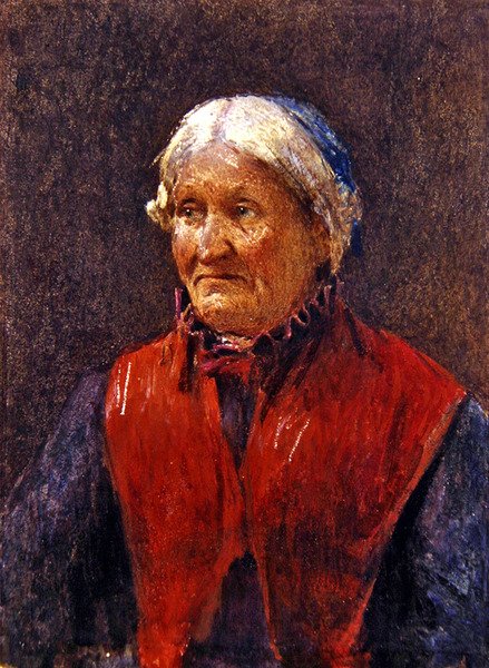 En ældre kvinde (pastel på papir) af School Newlyn