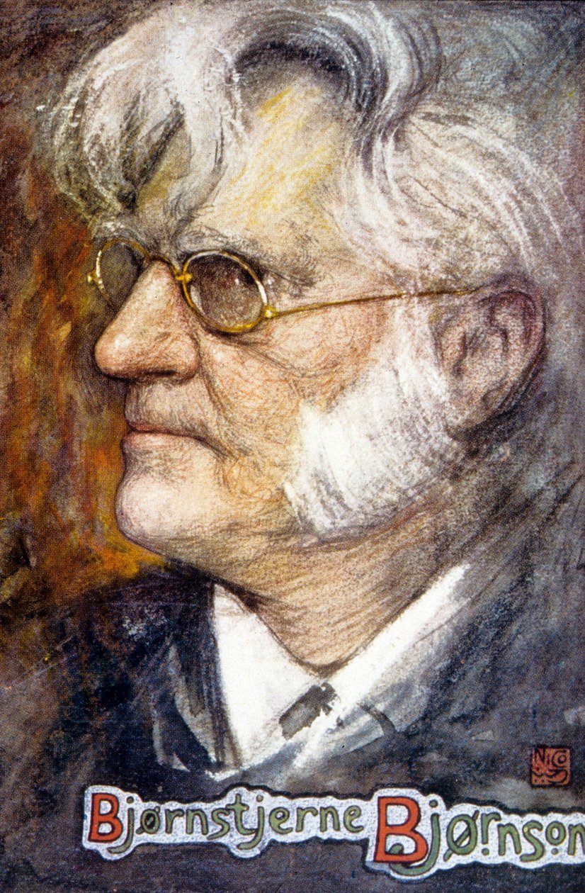 Bjørnstjerne Martinius Bjørnson (colout litho) af School Norwegian