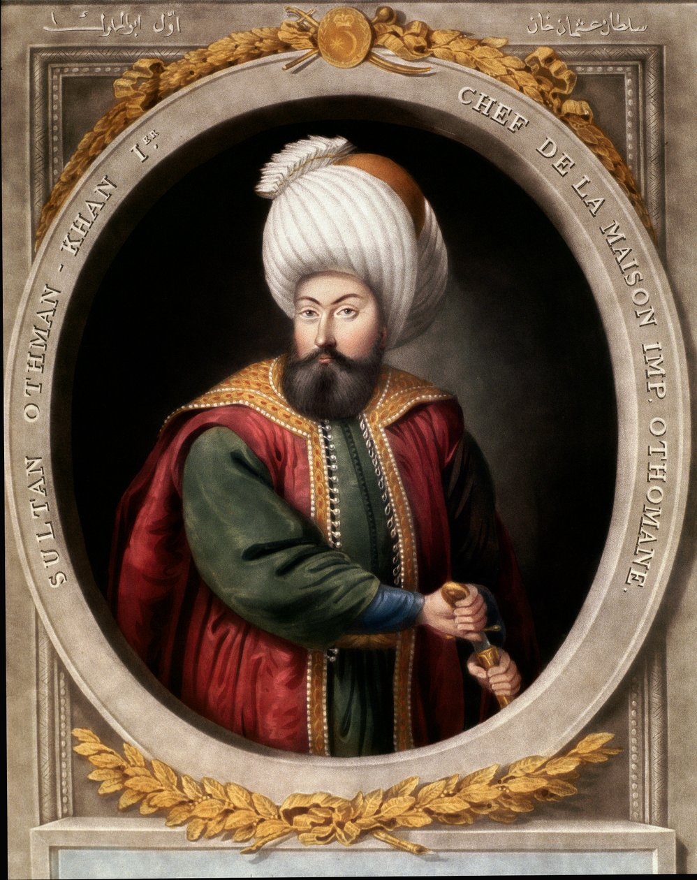 Osmannerriget: portræt af den første osmanniske sultan Osman I (1299-1326). Topkapi Sarayi Istanbul bibliotek af School Ottoman
