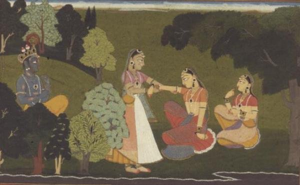 51.207/11 En fortrolig beder Radha om at møde Krishna, illustration fra 