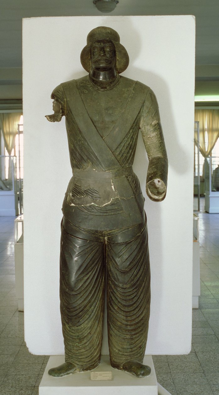 Statue af en parthisk prins i naturlig størrelse, fra Sham-Izeh, Malamir, Iran, ca. 50 f.Kr.-150 e.Kr. (støbt bronze) af School Parthian