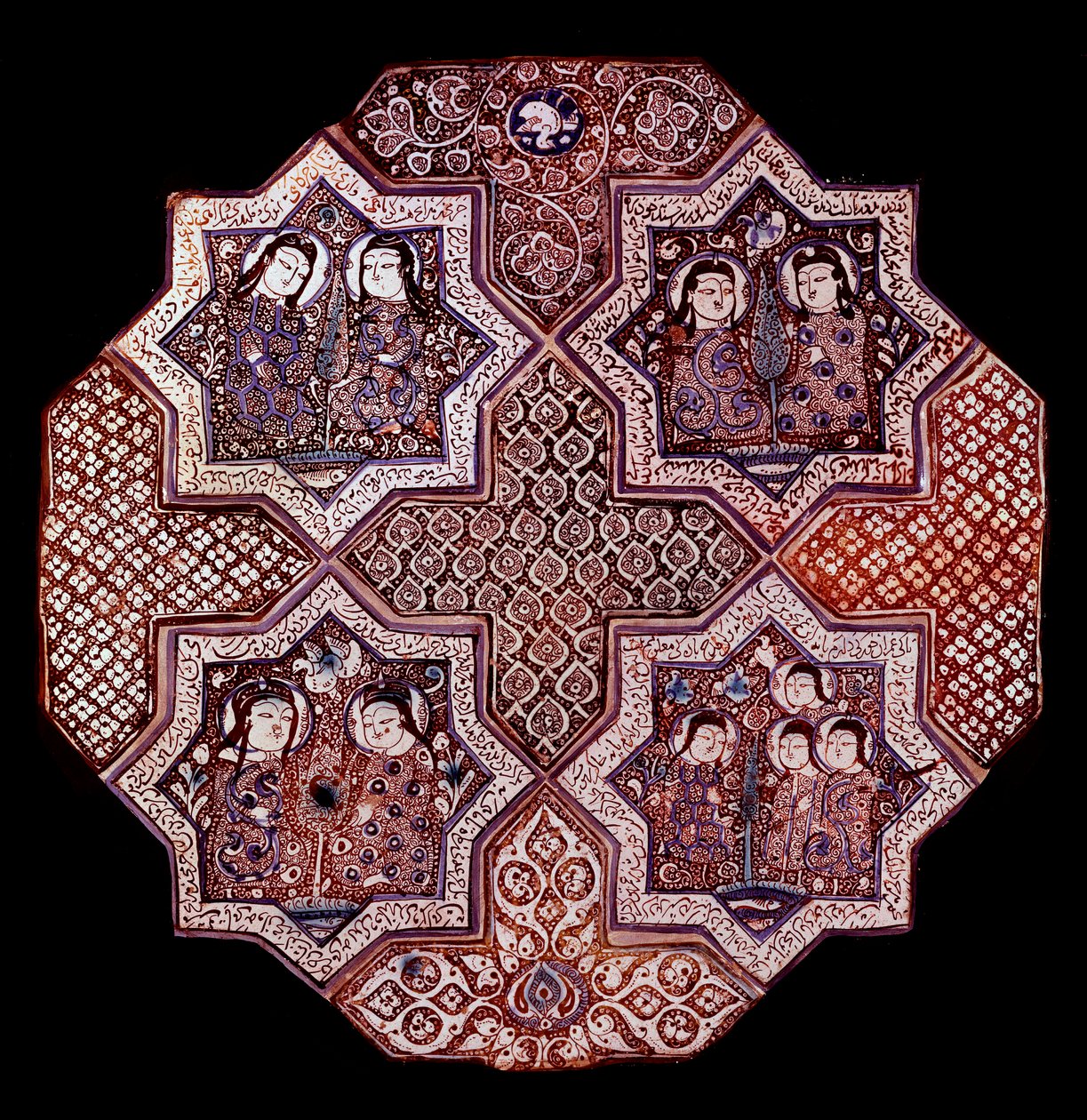 Persisk kunst: fragment af et vægfajancepanel, fra Damghan. Washington. Kunstmuseum af School Persian