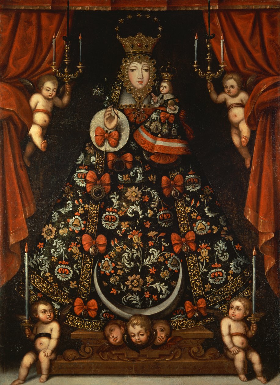 The Virgin (olie på lærred) af School Peruvian