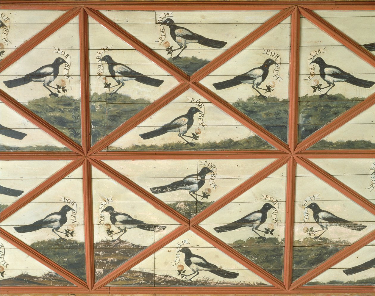 Detalje af udsmykningen af loftet i Magpies Salon af School Portuguese