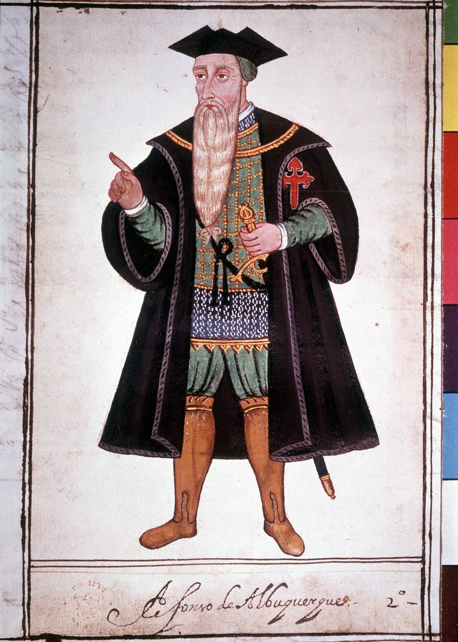 Portræt af Alphonse (Alfonso eller Afonso) af Albuquerque (1453 - 1515). Portugisisk manuskript fra det 15. århundrede. af School Portuguese