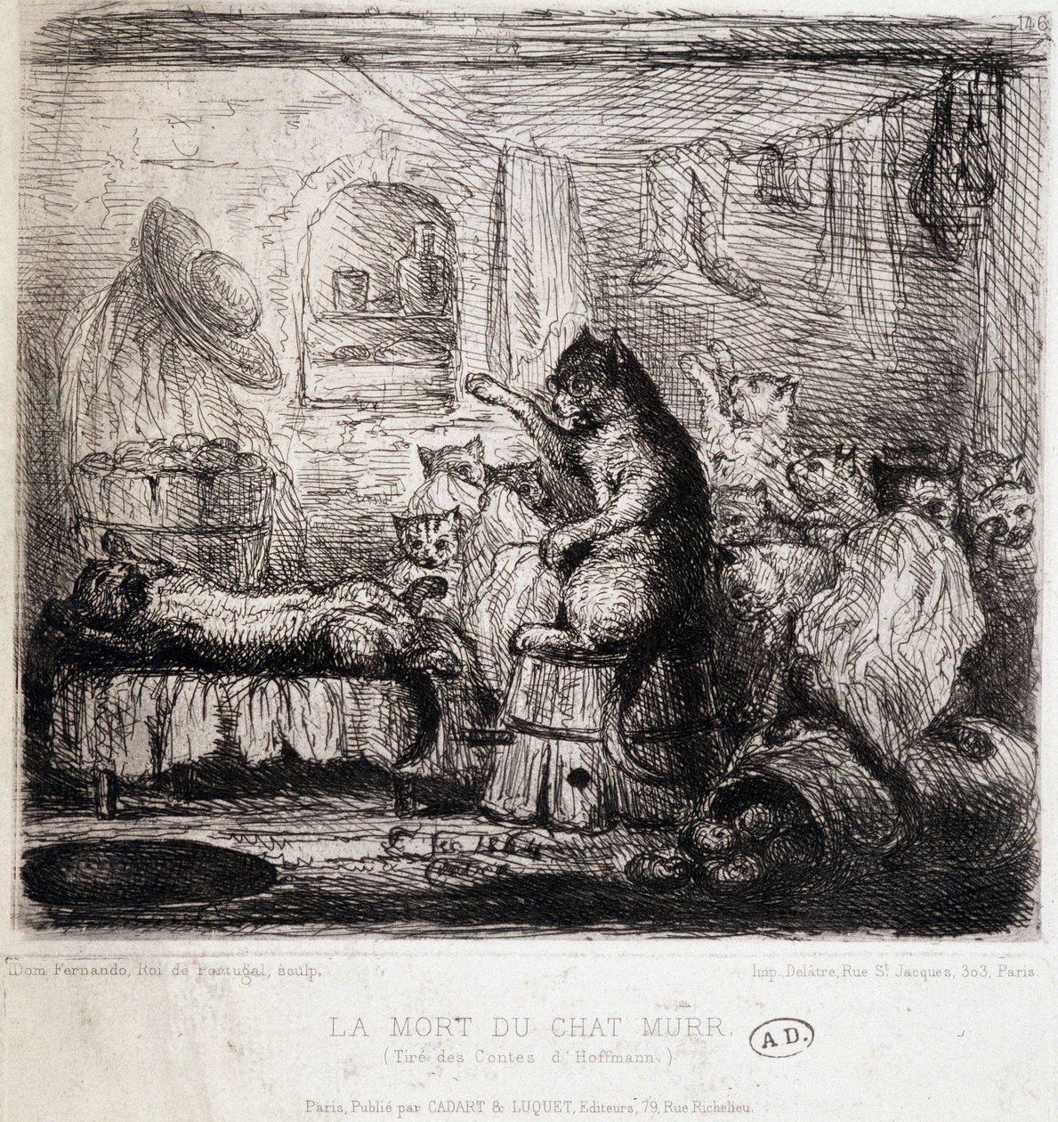 The Death of the Cat Murr (fra Hoffmanns fortællinger) - Tegning, Portugal af School Portuguese