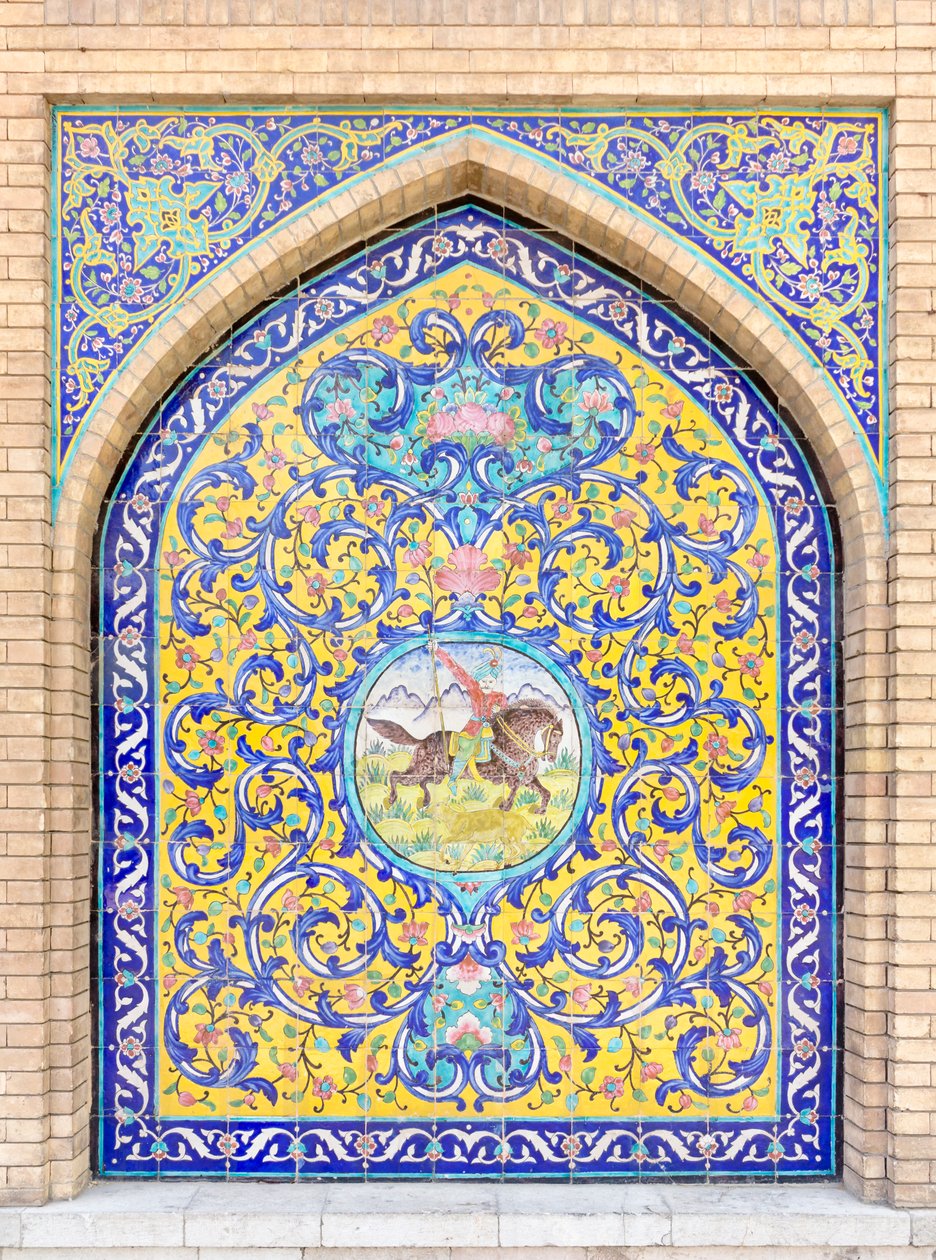 Fliseværk ved Golestan-paladset, Teheran, Iran (foto) af School Qajar
