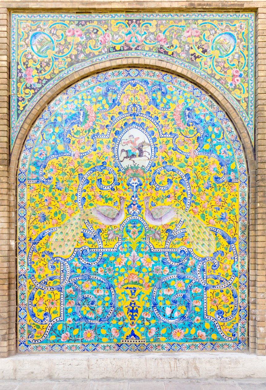 Fliseværk ved Golestan-paladset, Teheran, Iran (foto) af School Qajar