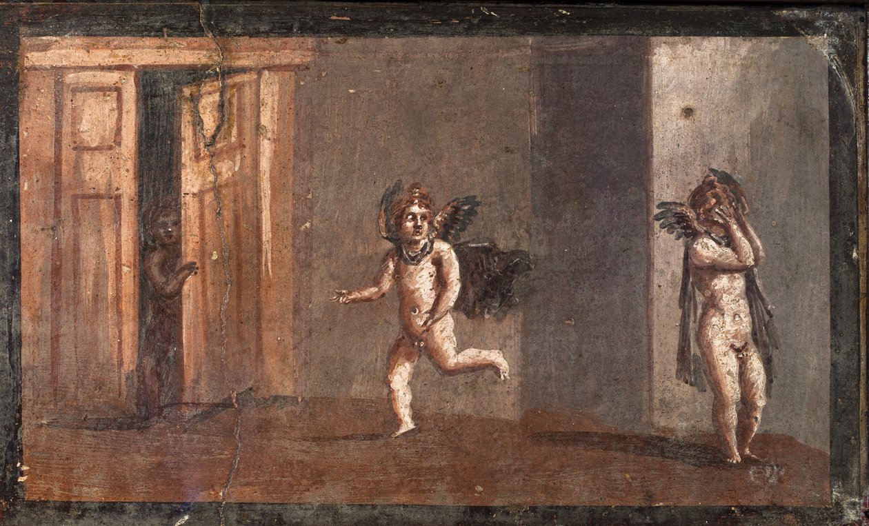 Amoretter, der leger gemmeleg, Herculaneum af School Roman