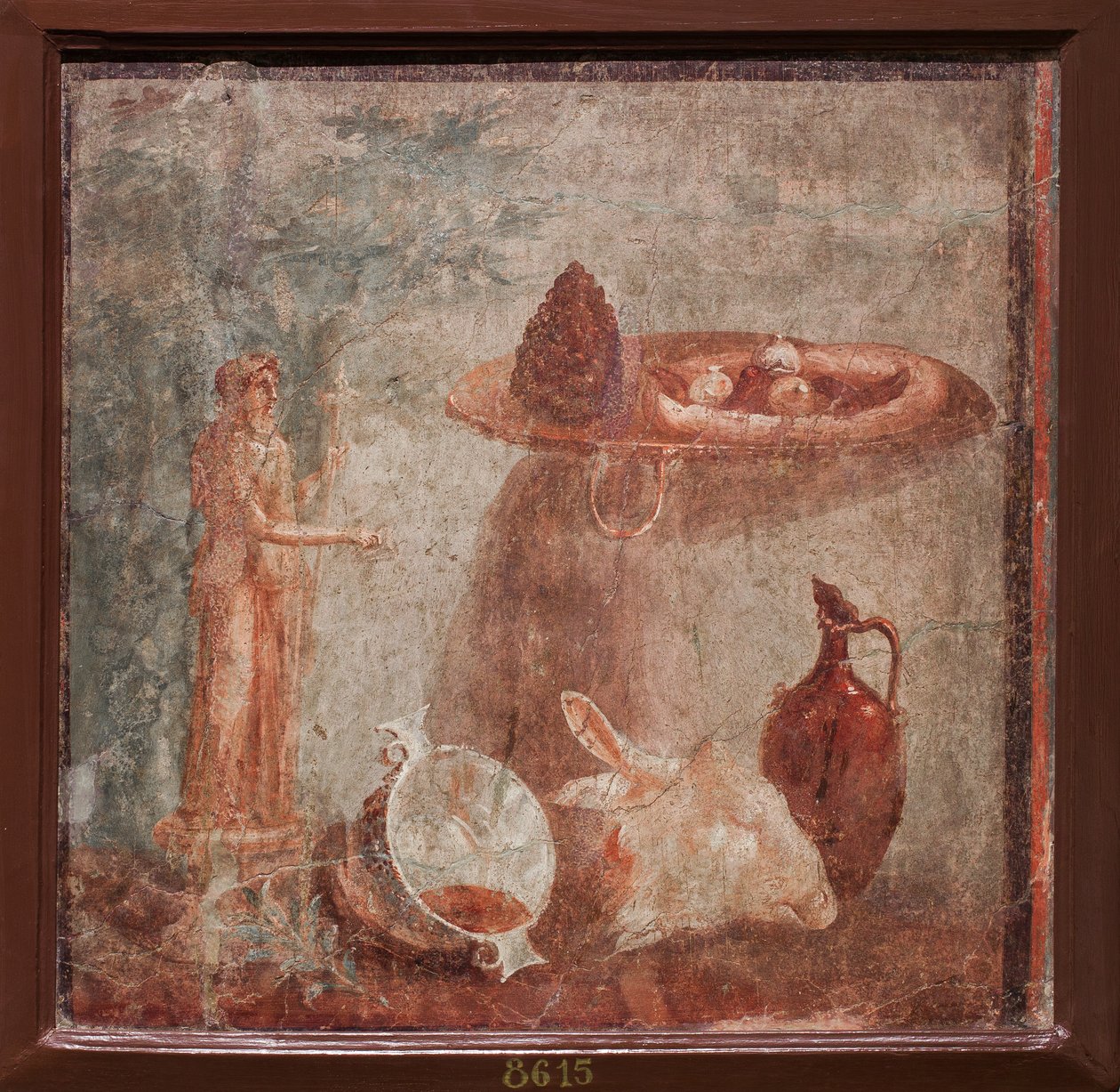 Statue af Dionysos, gedehoved og frugt, Herculaneum af School Roman