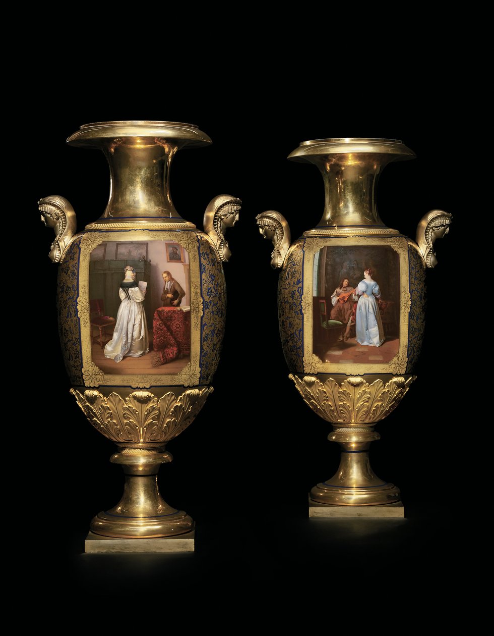 Et par tohåndsvaser, Imperial Porcelænsfabrik, St. Petersborg af School Russian