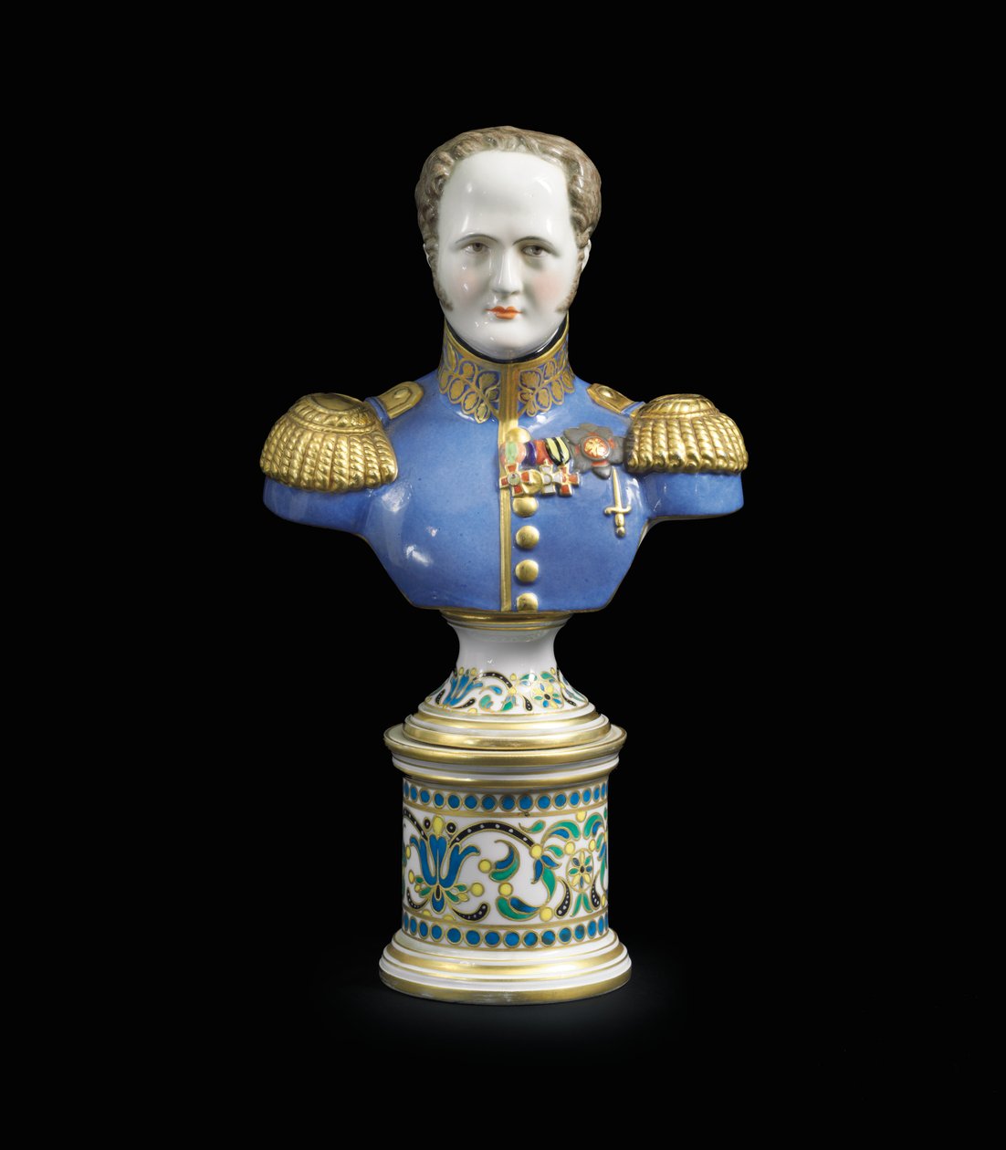 En porcelænsbuste af kejser Alexander I, ca. 1825-1850 (porcelæn) af School Russian