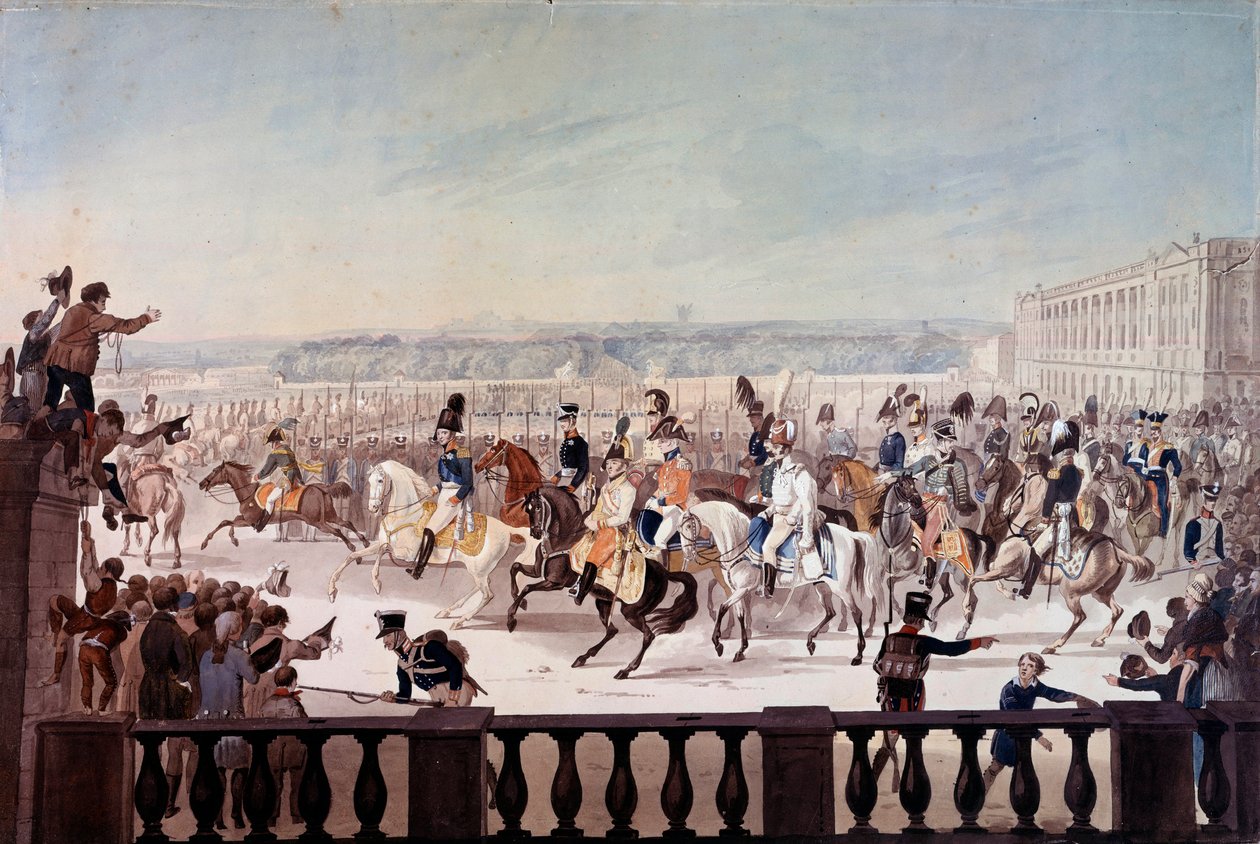 Alexandre I (1777-1825) på Paris Place de la Concorde. Maleri af den russiske skole af School Russian