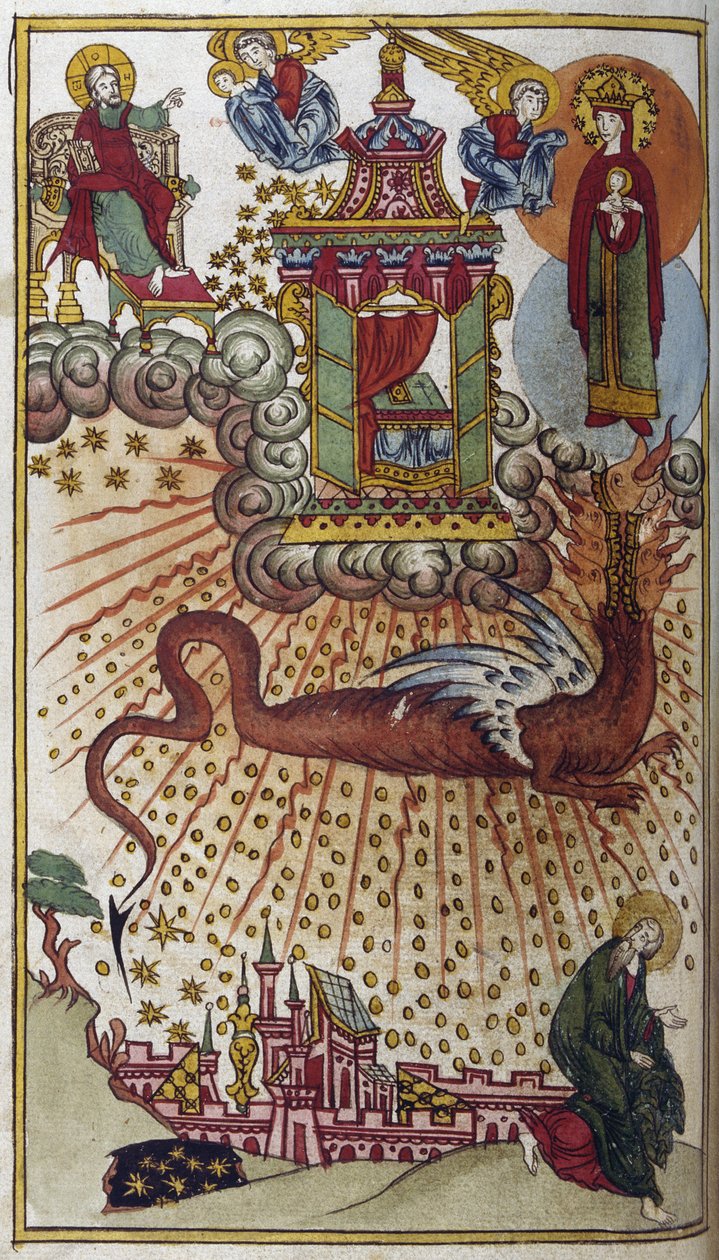 Johannes Apokalypse, ca. 1750 (miniature) af School Russian