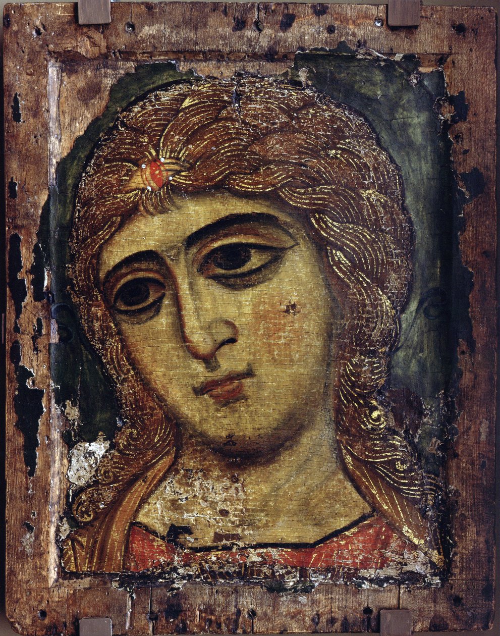Archange Gabriel - Ærkeenglen Gabriel (Engelen med det gyldne hår) - Russisk ikon - ca 1200 - Tempera på panelet - 49x38,5 - Statens Russiske Museum, Skt. Petersborg af School Russian