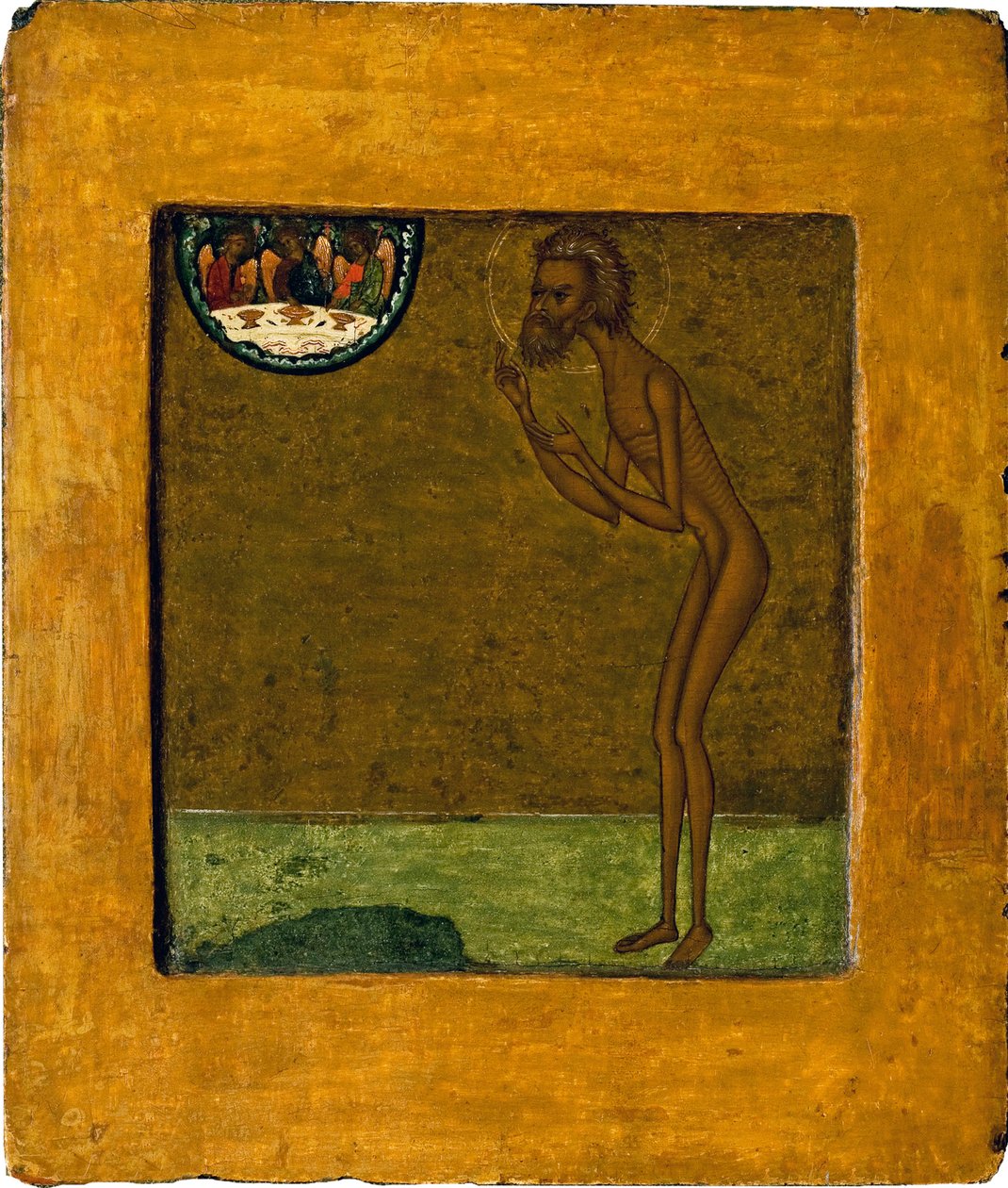 Basilikum den Velsignede eller Sankt Basilikum (Vassili) (1469-1551 eller 1557). Anonymt russisk ikon, tempera på træ, slutningen af ​​det 16. århundrede. Traditionel Moskva kunst. Statens Tretyakov-galleri, Moskva. af School Russian
