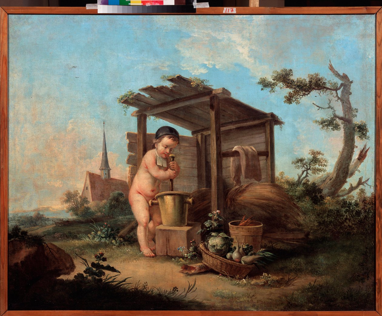 Amor kemiker. Maleri af en russisk mester, olie på lærred, anden halvdel af 1700-tallet. Statens kunstmuseum, Jekaterinburg (Jekaterinburg) (Rusland). af School Russian
