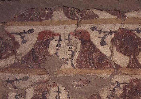 Udsmykning til en grav, Smolensk skole, ca. 1200 (fresco og secco) af School Russian