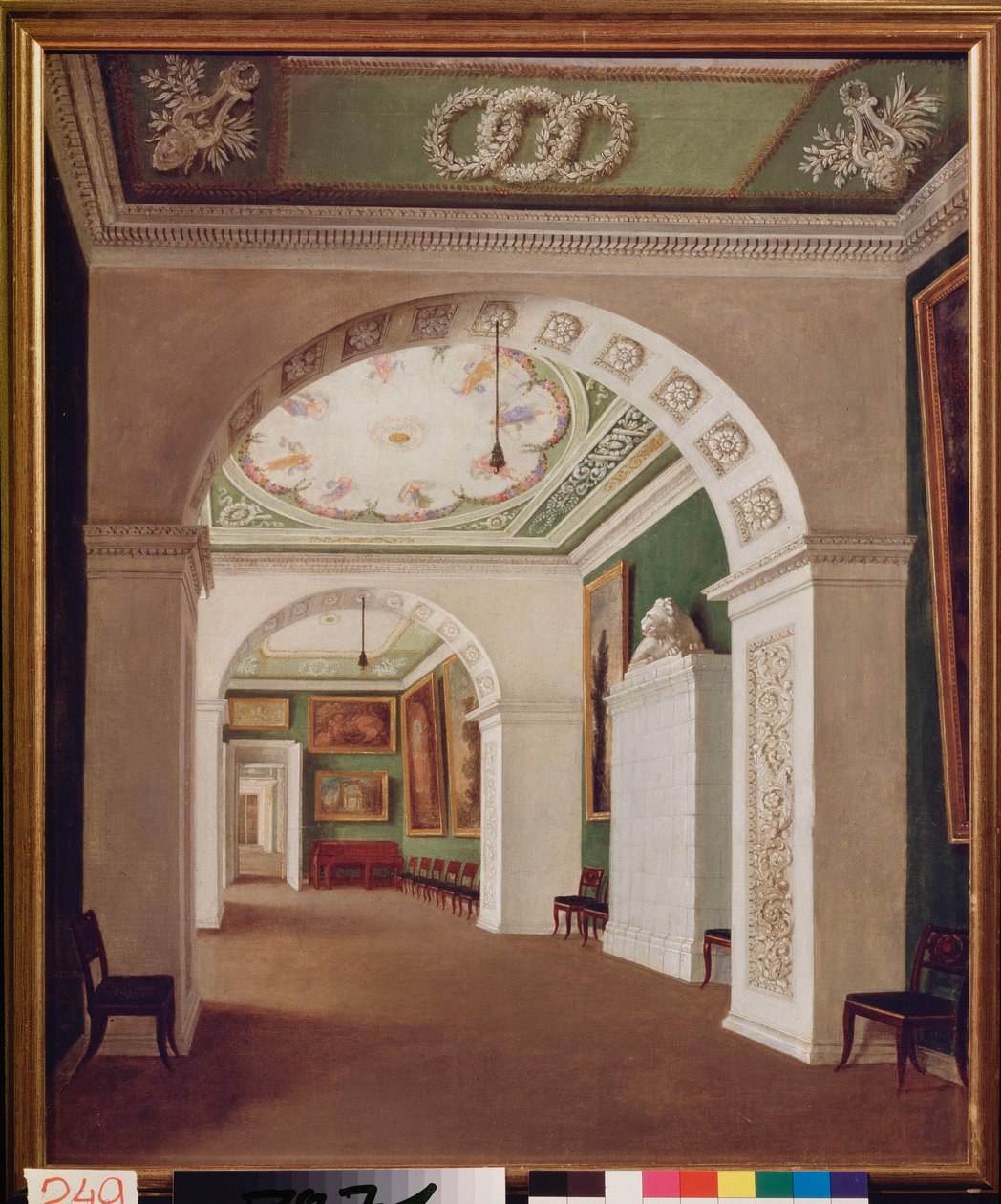 Sæt med værelser i Stroganov-paladset i Sankt Petersborg. Maleri af en russisk mester, olie på lærred, omkring 1840. Russisk kunst af School Russian