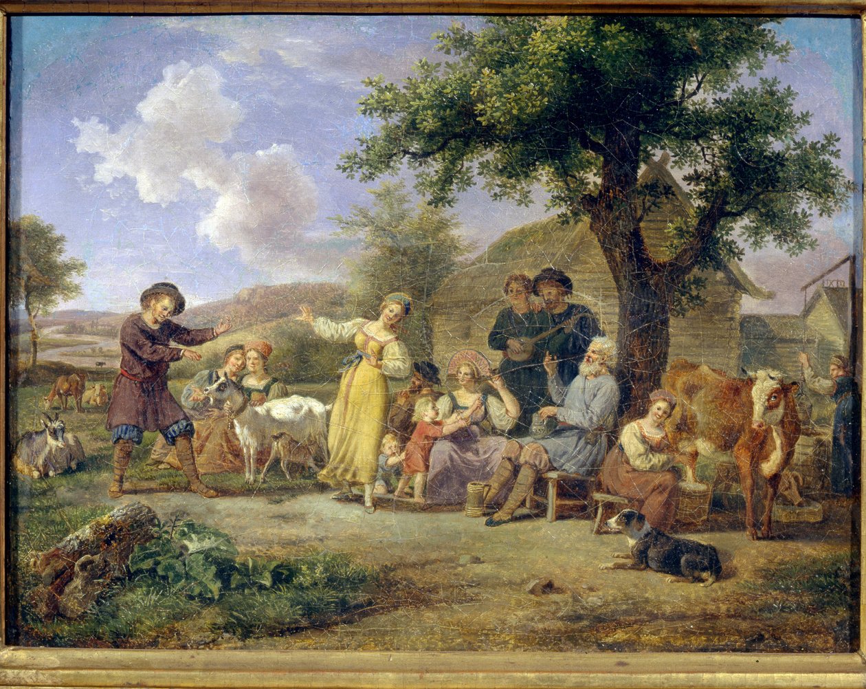 Bondefester. Anonymt maleri, olie på lærred, anden halvdel af 1700-tallet. Russisk kunst fra det 18. århundrede. Statens Tretyakov-galleri, Moskva. af School Russian