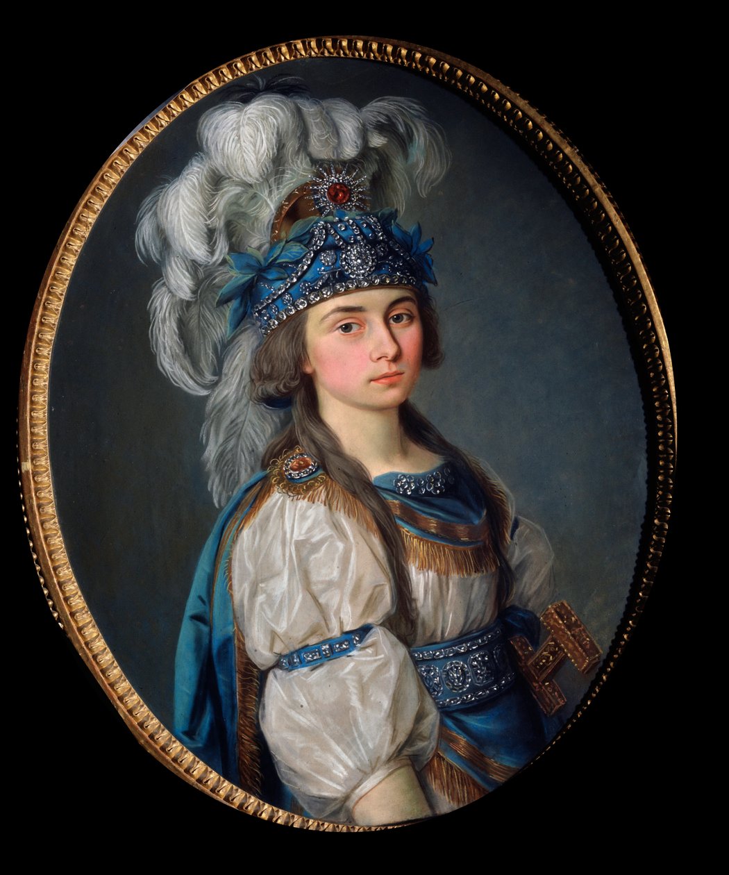 Skuespillerinden og sangerinden Praskovia Zhemchugova (1768-1803), som Eliane, for operaen af ​​Andre Ernest Modeste (Andre-Ernest-Modeste) Gretry (1741-1813), ""Les Mariages samnites"". Maleri af en russisk mester, olie på lærred, slutningen af ​​1780. Ru af School Russian