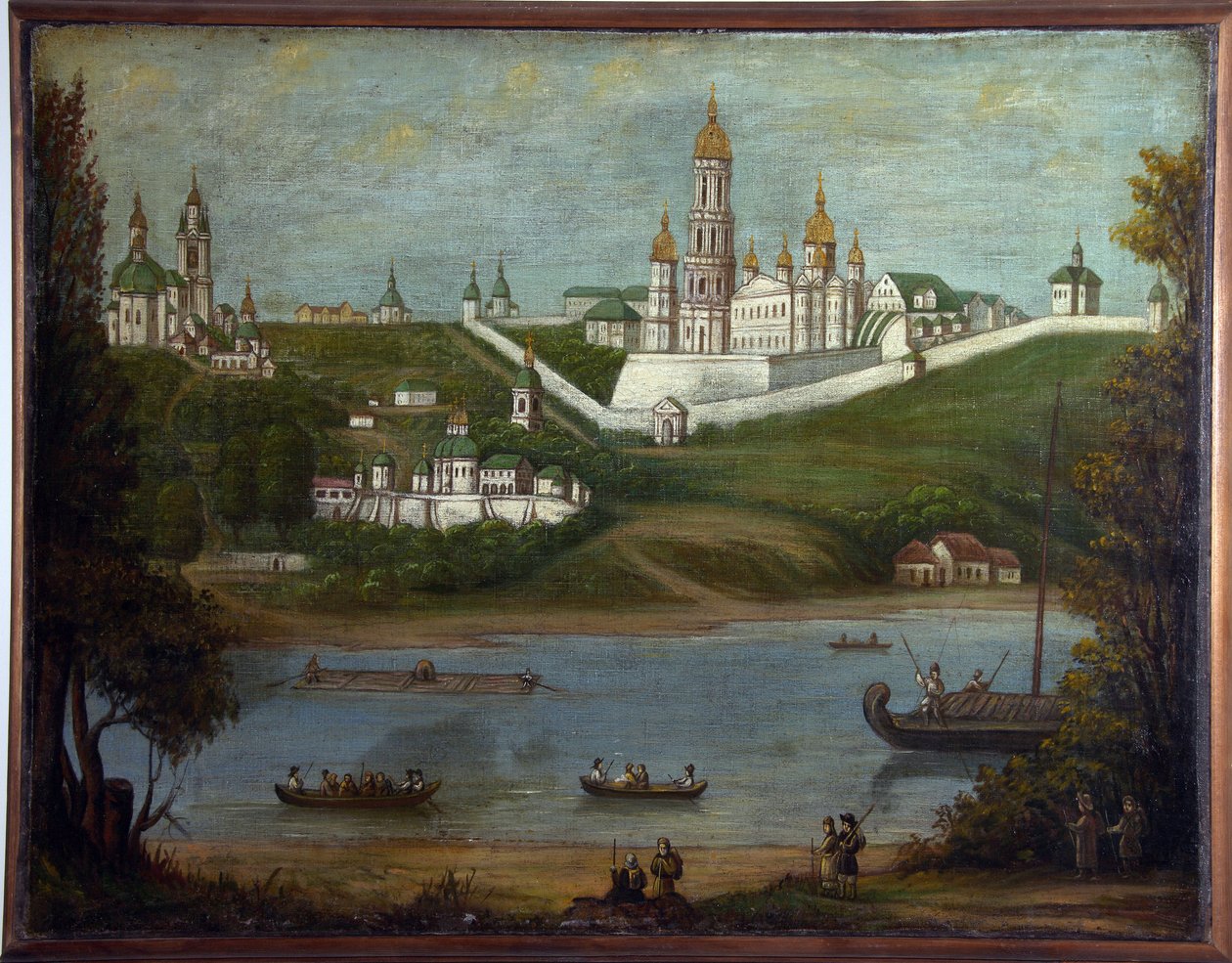 Huleklosteret i Kiev (Ukraine) (huleklosteret i Kiev). Anonymt maleri, olie på lærred, midten af ​​1800-tallet. Klassicisme russisk kunst. Statens museum for religionshistorie, Sankt Petersborg. af School Russian