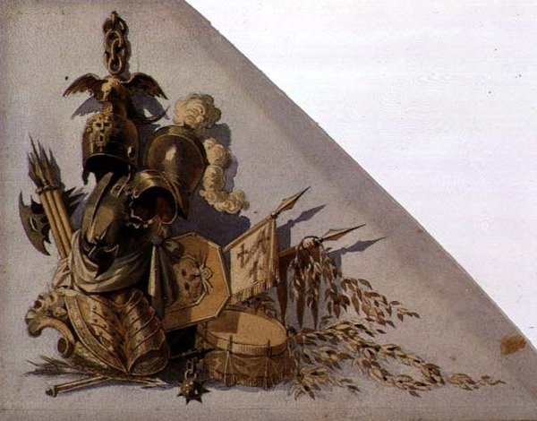 Neo-Classical Trophies of Arms: Europe, ca. 1825 (akvarel på papir) af School Russian