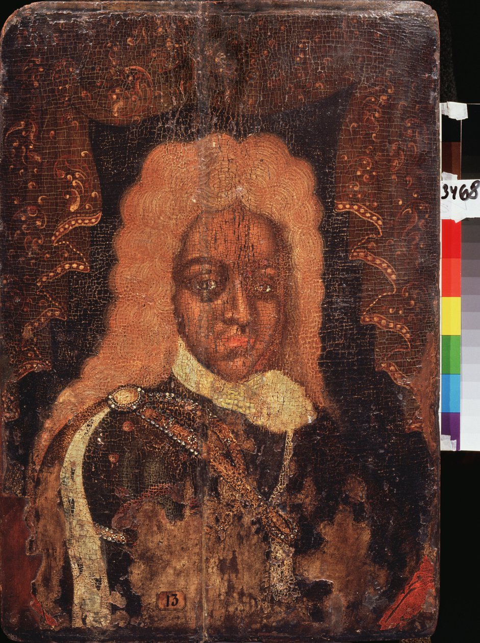 Portræt (Parsuna) af Tsarevich Alexis Petrovitch (1690-1718). Maleri af en russisk mester, tempera på træ, begyndelsen af ​​1700-tallet. Traditionel russisk kunst af School Russian