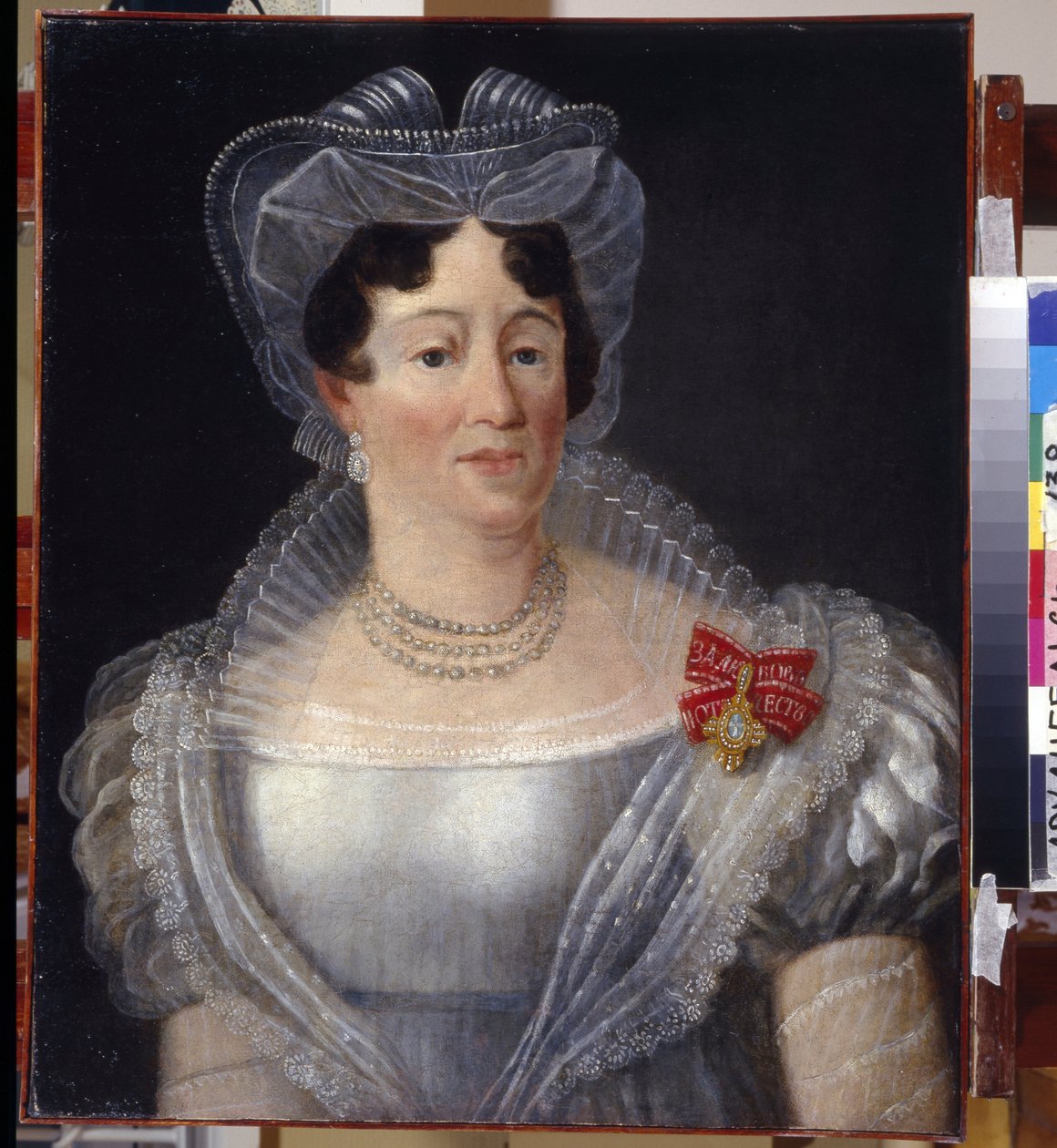 Portræt af grevinde Yelizaveta Fyodorovna Musina-Pushkina (Musina Pushkina) (Musin Pushkin) (Musin-Pushkin) (1758-1835). Anonym maleri, olie på lærred 1801. Russisk kunst af School Russian
