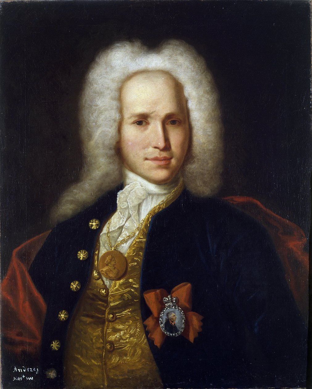 Portræt af videnskabsmanden, militæringeniøren og opfinderen Andrey Nartov (1683-1756). (Portræt af videnskabsmanden, militæringeniøren og opfinderen A. Nartov). Anonymt maleri, olie på lærred, omkring 1725. Russisk kunst af School Russian