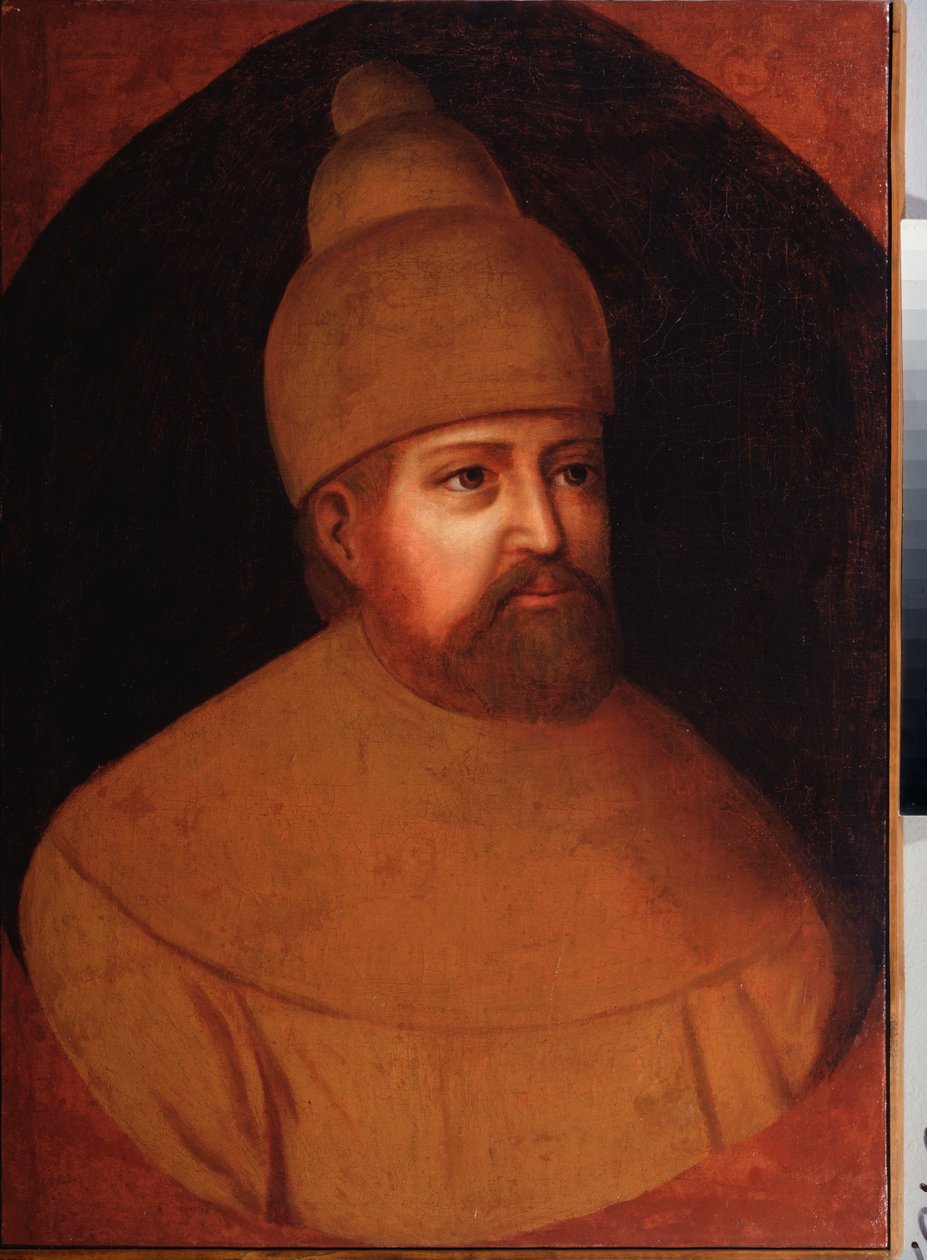 Portræt af zar Michael I Fyodorovich Romanov af Rusland (1596-1645). Maleri af en russisk mester, olie på lærred, anden halvdel af 1600-tallet. Traditionel russisk kunst. Regionalt kunstmuseum, Rostov ved Don (Rusland). af School Russian