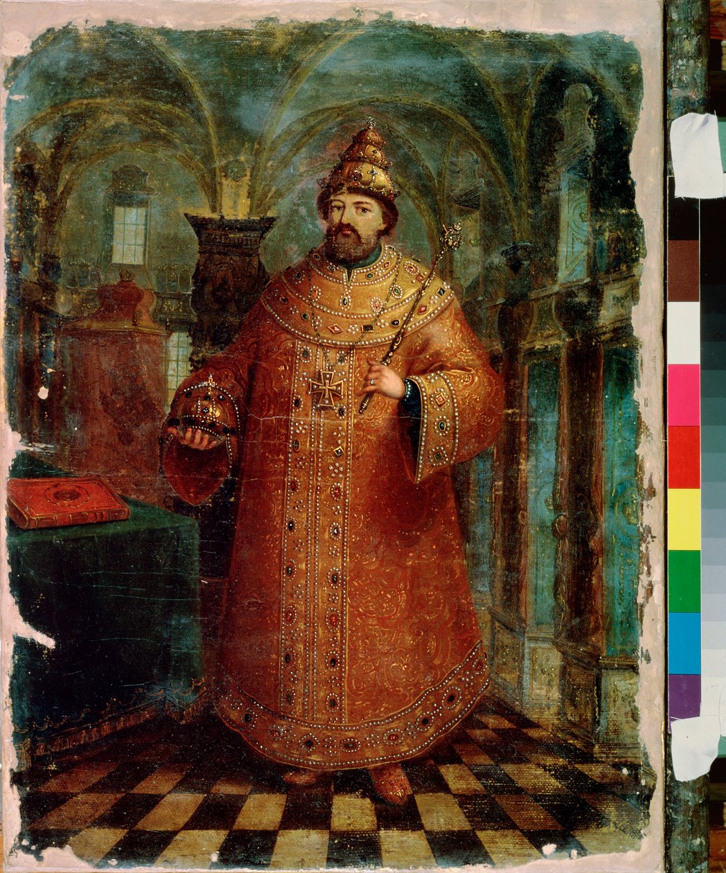Portræt af zar Michael I af Rusland (1596-1645). Maleri af en russisk mester, olie på lærred, slutningen af ​​1600-tallet. Gammel traditionel russisk kunst. Det russiske statsmuseum, Sankt Petersborg. af School Russian