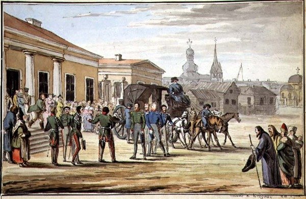 Russiske soldater ankommer til Krasnoy af School Russian