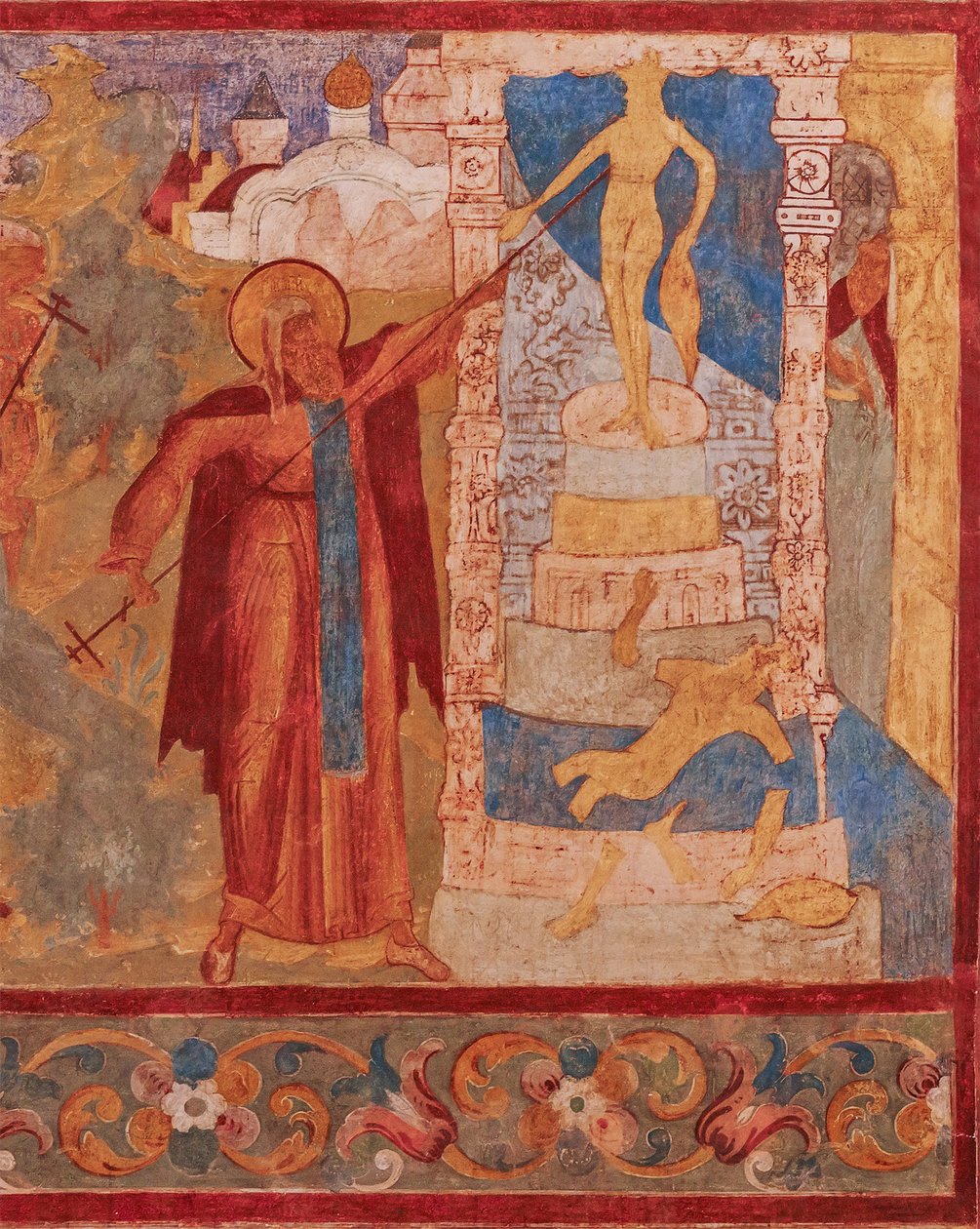 Den hellige Abraham af Rostov (mort i 1074 eller 1077) detruit les iidoles de Veles - Abraham af Rostov ødelægger Veles