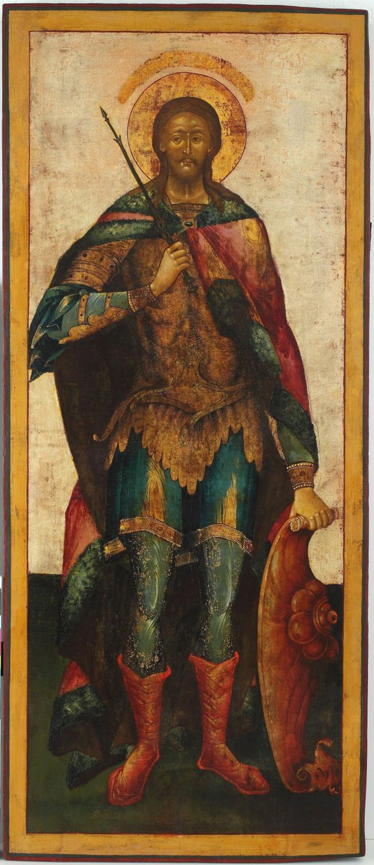 Sankt Alexandre Nevski (1220-1263) - (Saint-Alexandre-Nevski) - Sankt Alexander Nevskij - russisk ikon. Tempera på panel, anden halvdel af det 18. århundrede. Mål : 142,5x61 cm Ikonen Museum Recklinghausen af School Russian