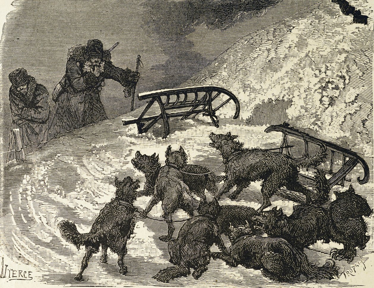 Sibirien. Kane væltet, russisk kunstner (gravering), af School Russian