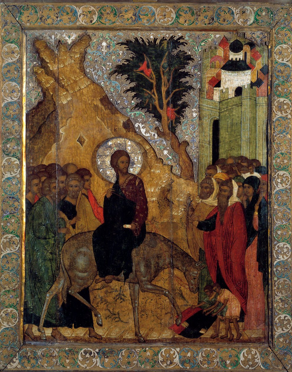 The Enrollment of Christ in Jerusalem Russisk ikon af 1560. Moskva, Kreml Museer. af School Russian