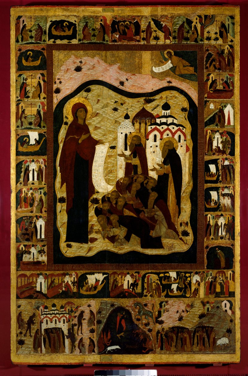 Jomfruen af Bogoliubovo russisk ikon fra det 16. århundrede. Rusland. Kloster Solonsky. af School Russian