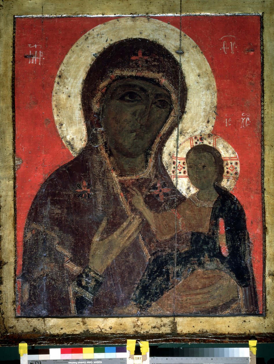 ""Virgin Hodegetria (Hodigitria)"" Russisk ikon. Maleri på træ fra 1200-tallet. Statens Tretyakov-galleri, Moskva af School Russian