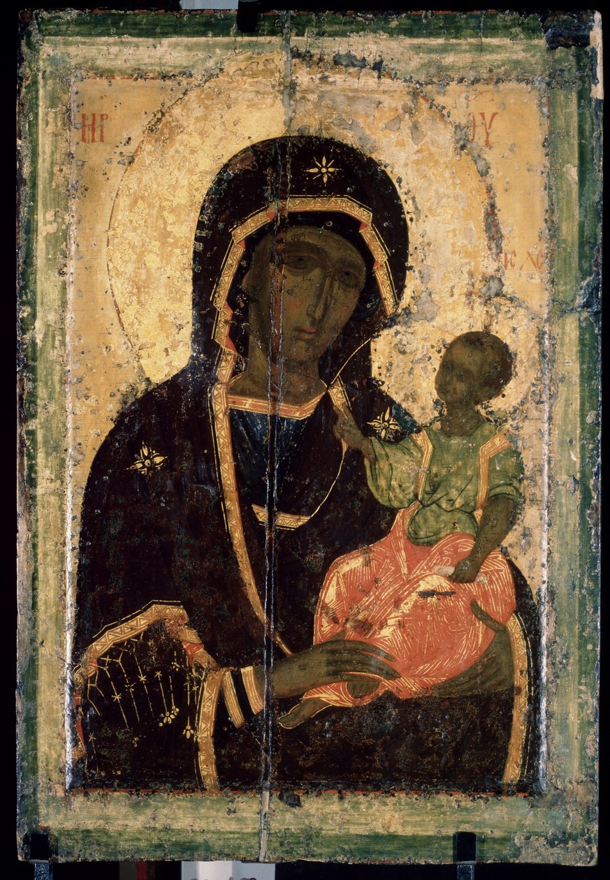 ""Virgin Hodegetria (Hodigitria)"" Russisk ikon. Maling på træ. omkring 1360. Statens Tretyakov Galleri, Moskva af School Russian