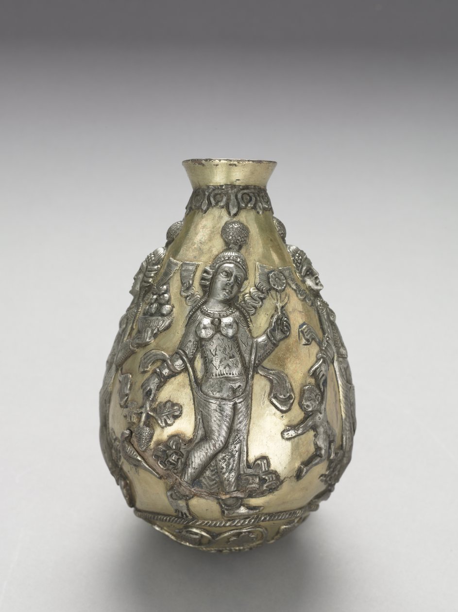 Anahita Vessel, 300-500 (støbt, hævet, repoussé, jaget og forgyldt sølv) af School Sasanian