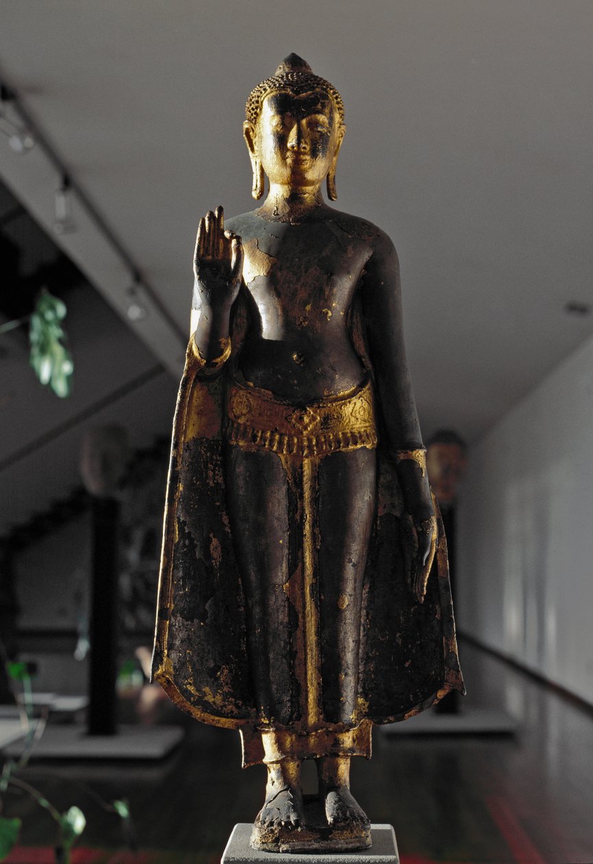 Lopaburi-stil: Abhyamudra Buddha (skulptur af School Siamese