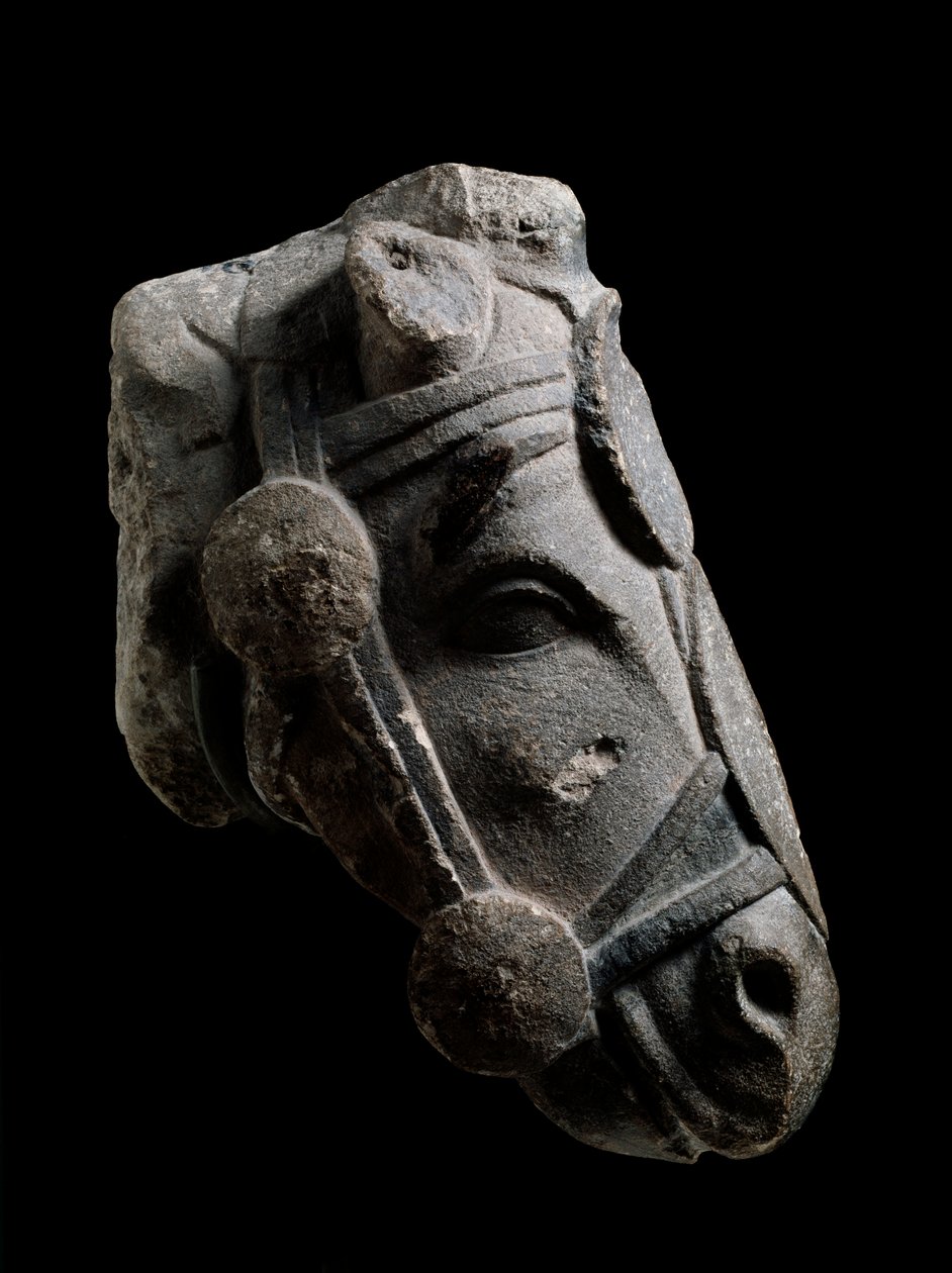 Hestehoved, stenskulptur fra Fuente la Higuera af School Spanish