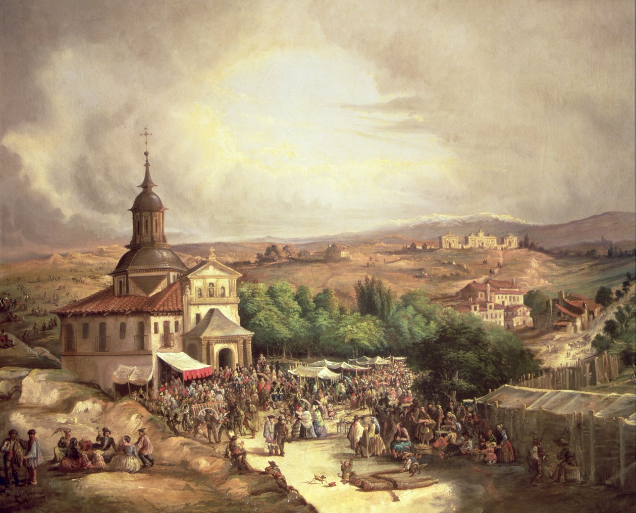Pilgrimsrejse til San Isidro (olie på lærred) af School Spanish