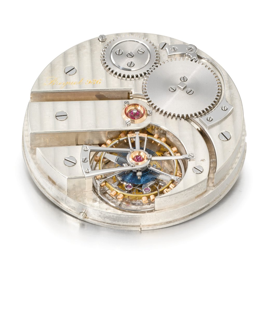 Openface nøglefri et minuts tourbillon ur, Breguet no. 986 (glas og metal) (se også 1127360) af Swiss School