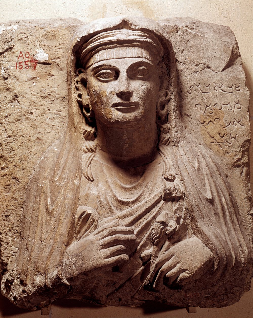 Østlig antikvitet: begravelsesbuste af Saba. Fra Palmyra. 2.-3. århundrede. Paris, Louvre-museet af School Syrian